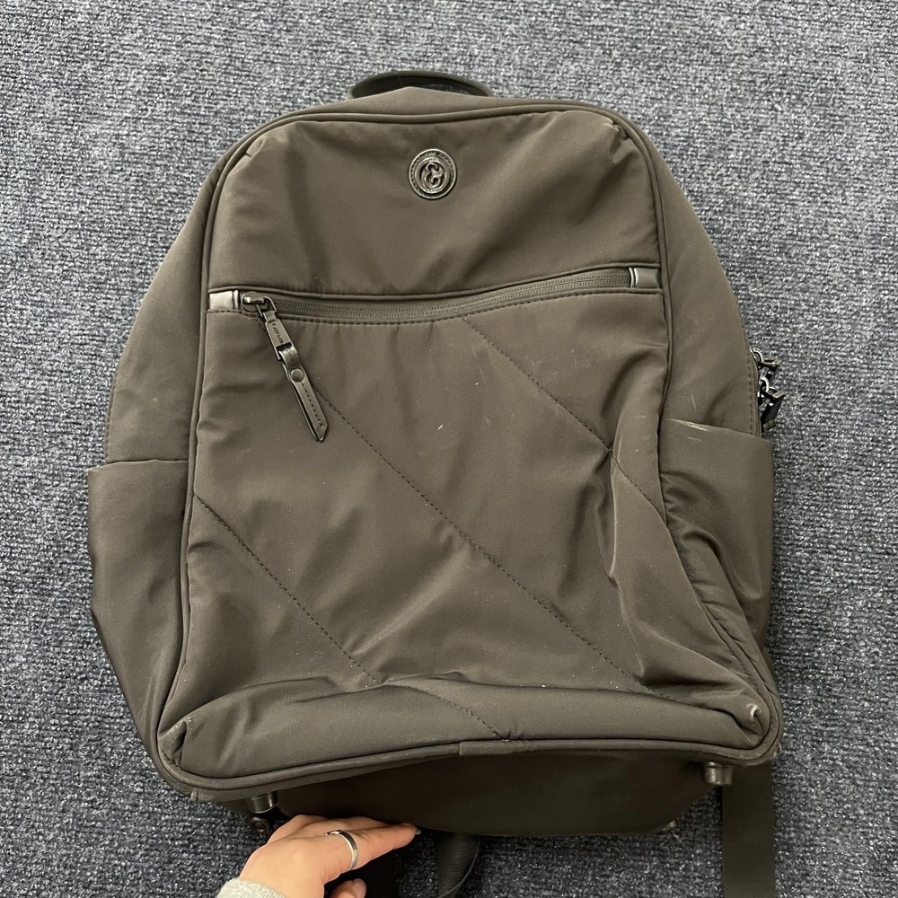 JOAN‎ & DAVID Black Nylon Laptop Backpack Bag Padded Straps Travel Work Everyday